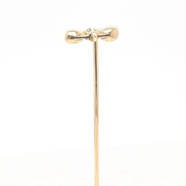 Vintage Antique Edwardian Diamond, Pearl, and Gold Stickpin For Sale - Image 10 of 12
