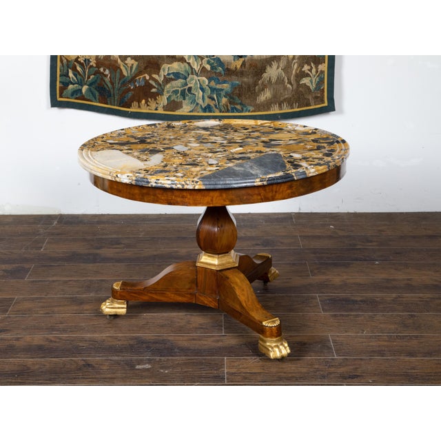 French 19th Century Mahogany Table with Marble Top and Carved Giltwood Feet For Sale In Atlanta - Image 6 of 11