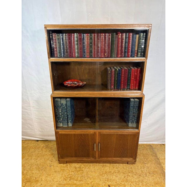Vintage Minty of Oxford Sectional Stacking Bookcase in Oak, 1960s For Sale - Image 10 of 11