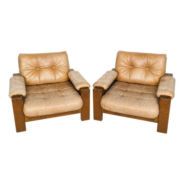 Vintage Danish Brutalist Lounge Chairs, 1960s, Set of 2 For Sale