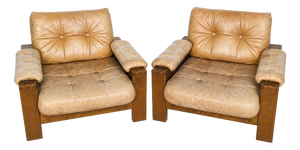 Vintage Danish Brutalist Lounge Chairs, 1960s, Set of 2