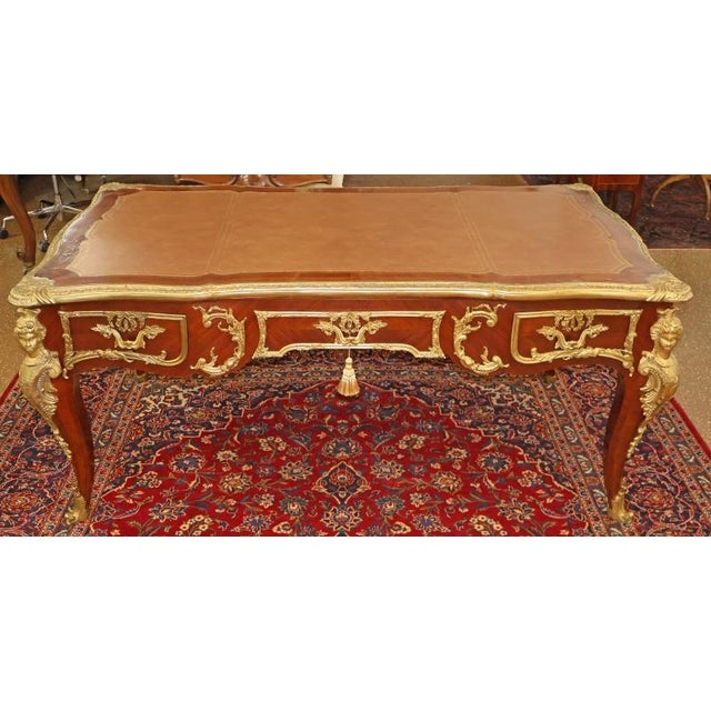 ​Bronze Mounted Louis XV French Style Kingwood Writing Desk Bureau Plat Dimensions : 68" Wide X 39" Deep X 32" Tall ​A...