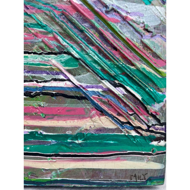 Paint Postmodern Modern Textural Abstract Original Signed Painting For Sale - Image 7 of 13