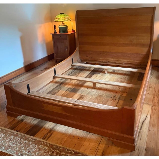 Stickley LaRochelle Queen Sleigh Bed; Solid Cherry; Stickley Marking; Discontinued; Highly Collectible For Sale - Image 11 of 15