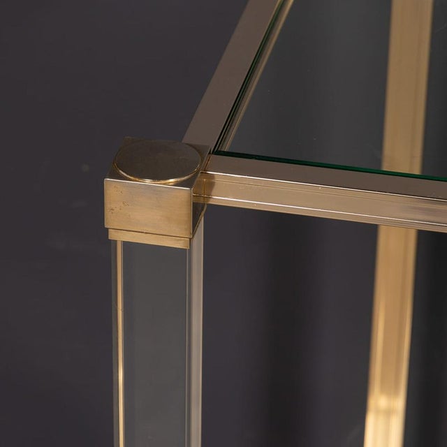 French Brass and Acrylic Glass Console Table by Pierre Vandel, 1970 For Sale - Image 10 of 15