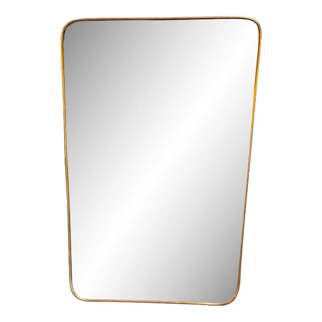 Vintage Italian Rectangular Brass Wall Mirror 1980s For Sale