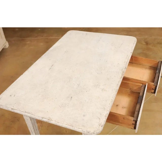 Danish 1800s Painted Wood Console Table with Two Drawers and Fluted Motifs For Sale - Image 9 of 13