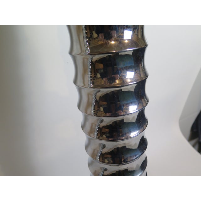 1990s 1990s Mid-Century Modern Style After Toni Zuccheri Multi-Tiered Cylindrical Mercury Glass Murano Style Floor Lamps - a Pair For Sale - Image 5 of 6