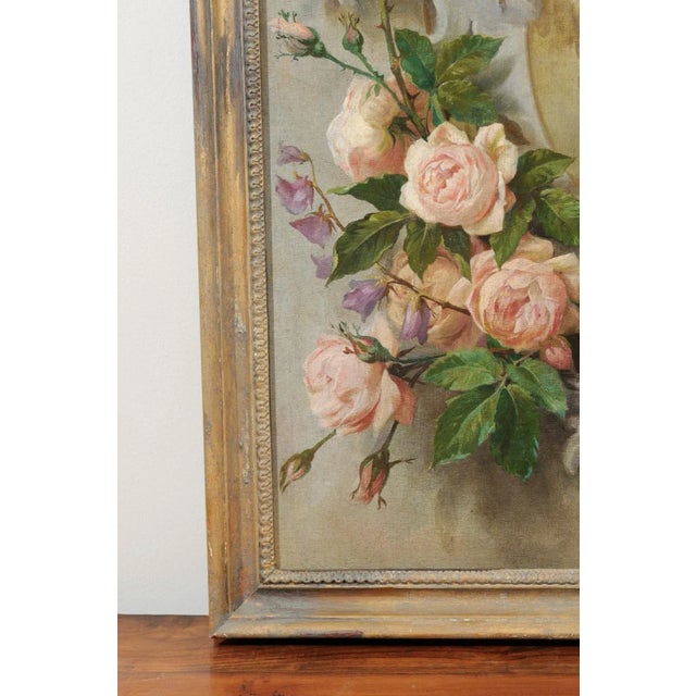 Mid 19th Century French Aubusson Cartoon with Floral Decor Surrounding a Cherub, Framed For Sale - Image 11 of 13