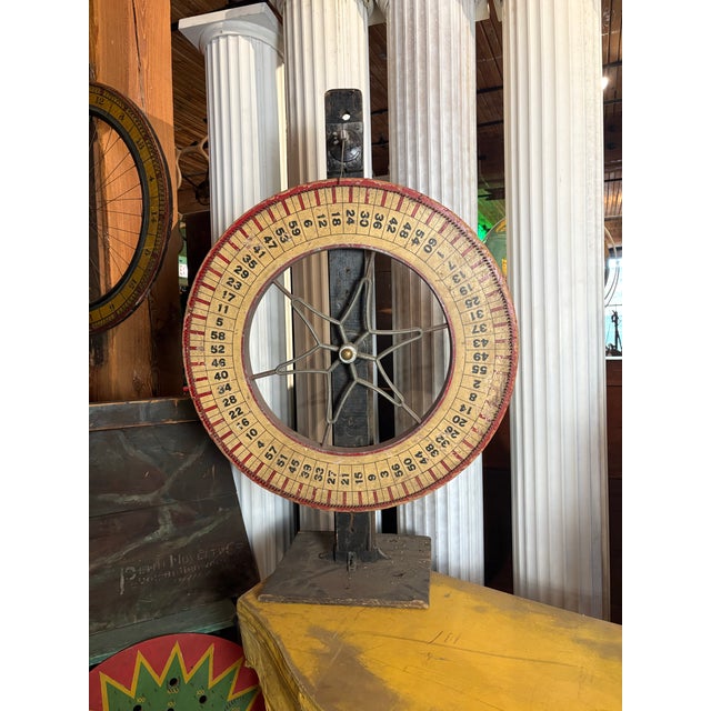 Vintage Tabletop Carnival Wheel of Fortune With Wooden Stand For Sale - Image 12 of 12