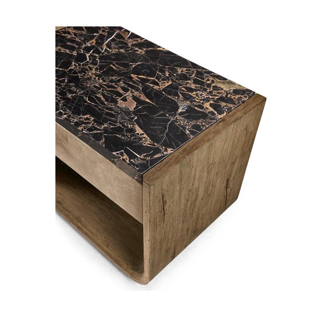 Rustic Rustic Modern Nightstand With Marble Top For Sale - Image 3 of 14