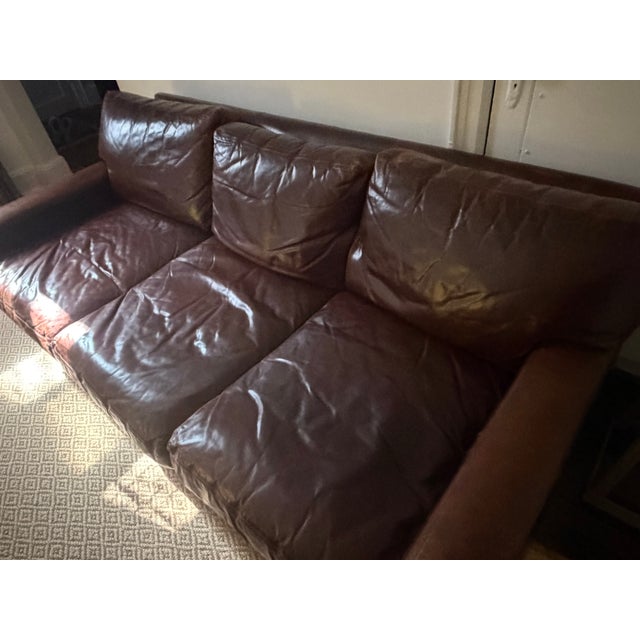Animal Skin Restoration Hardware Maxwell Premium Leather Queen Sleeper Sofa – Down-Filled – 84" For Sale - Image 7 of 9