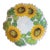 Vintage 13.5” Italian Sunflower Incised, Glazed Handpainted Terracotta Platter For Sale