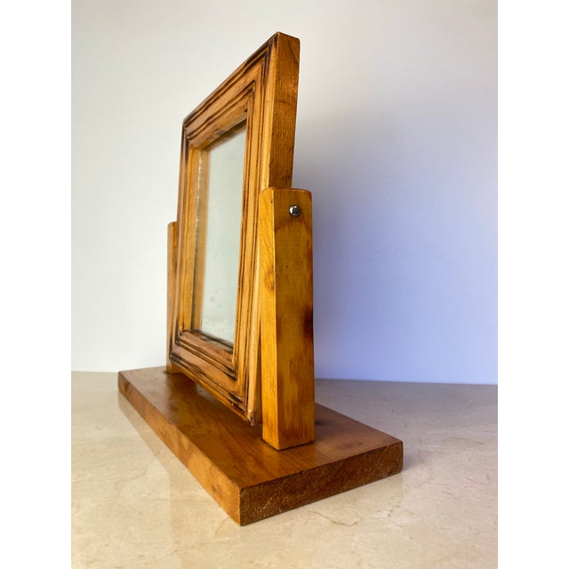 American Vintage Handmade Carved Pine Tabletop Picture Frame on Stand, Rustic Folk Art Photo Display For Sale - Image 3 of 11