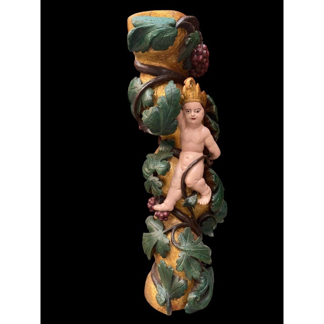 Brown Antique Gilded Wooden Column, 1800s For Sale - Image 8 of 18