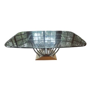 Vintage Art Deco Style Painted Iron "Butterfly" Dining Table - Glass Top For Sale