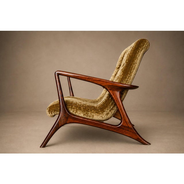 Vladimir Kagan Lounge Chair in Brazilian Rosewood & Velvet, Brazil, 1958 For Sale - Image 14 of 18