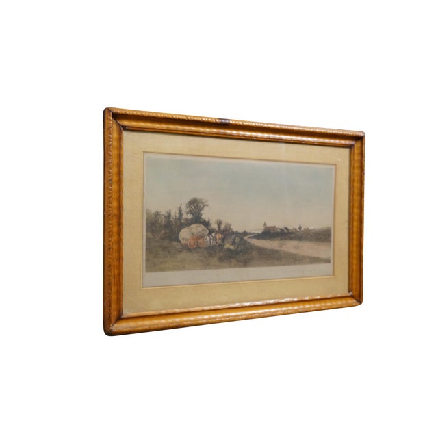 Realism Antique Ernest C Rost Last Sheaf Country Farm Harvest Landscape Etching 30" For Sale - Image 3 of 11