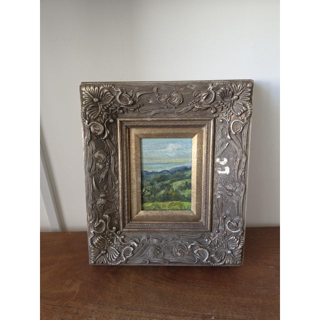 Late 20th Century Late 20th Century Original Landscape Oil Painting in Ornate Carved Wood Frame, Impressionist Countryside Artwork, Cottage Wall Decor, Nature Art For Sale - Image 5 of 13