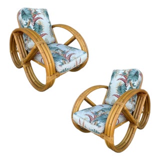 Restored MCM Three-Strand Full Round Pretzel Lounge Chair W/ Arched Base, Pair For Sale