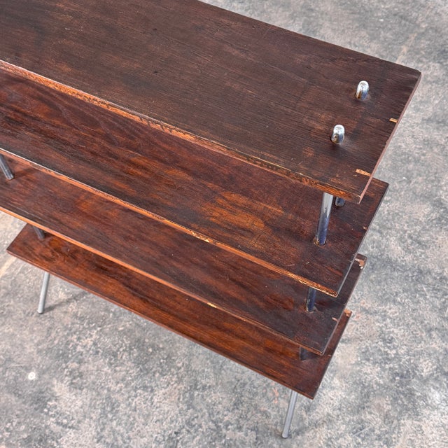 Wood Bauhaus Style Dark Oak Shelving Unit, 1980s For Sale - Image 7 of 11