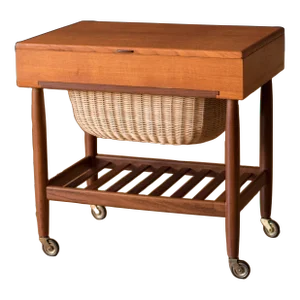 Danish Modern Rolling Teak Sewing Cabinet End Table by Ejvind A. Johansson