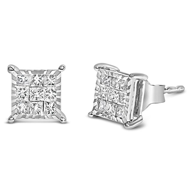 Crafted to captivate, these exquisite stud earrings are a marvel of modern jewelry design, blending the luxurious luster...