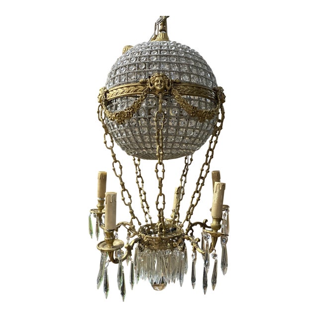 Montgolfier Crystal and Brass Hot Air Balloon Chandelier ...