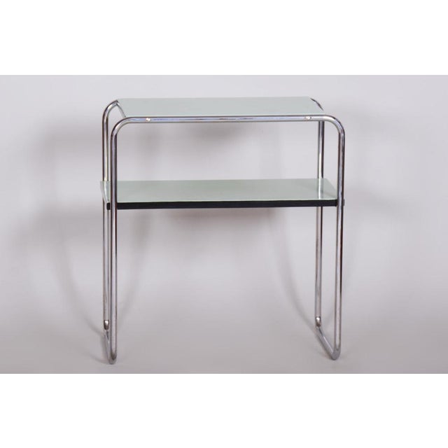 Restored Art Deco side table Designer: Marcel Breuer Maker: Thonet Period: 1930-1939 Source: Germany Material: Chrome-...