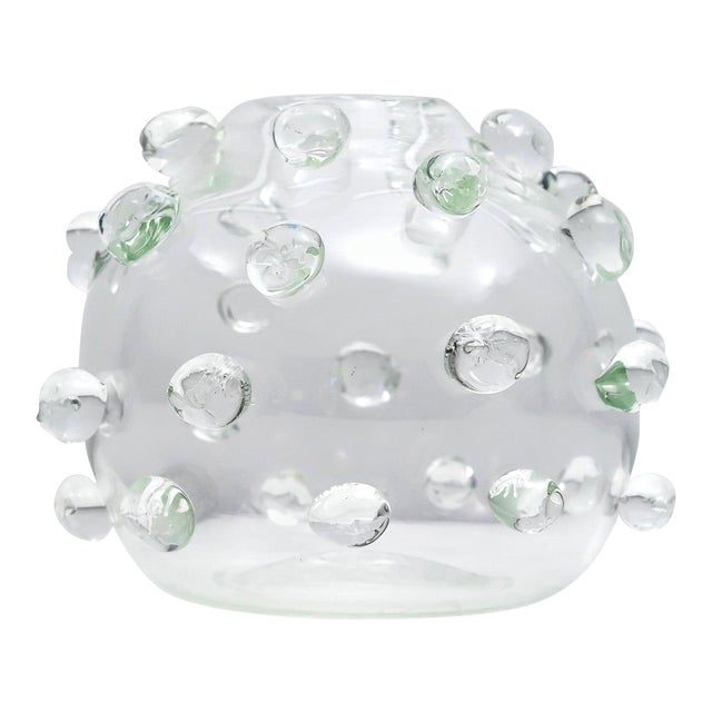 Glass Vase with Clear Optical Droplets by Luciano Gaspari for Salviati, 1962 For Sale