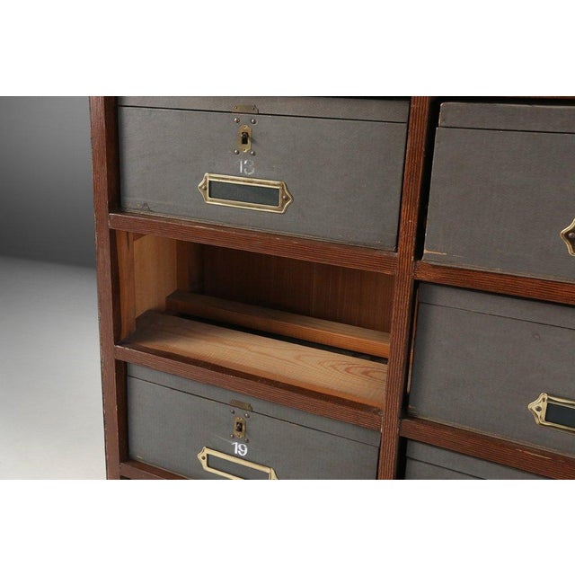 Industrial Filing Cabinet in Wood, Belgium, 1920s For Sale - Image 11 of 13