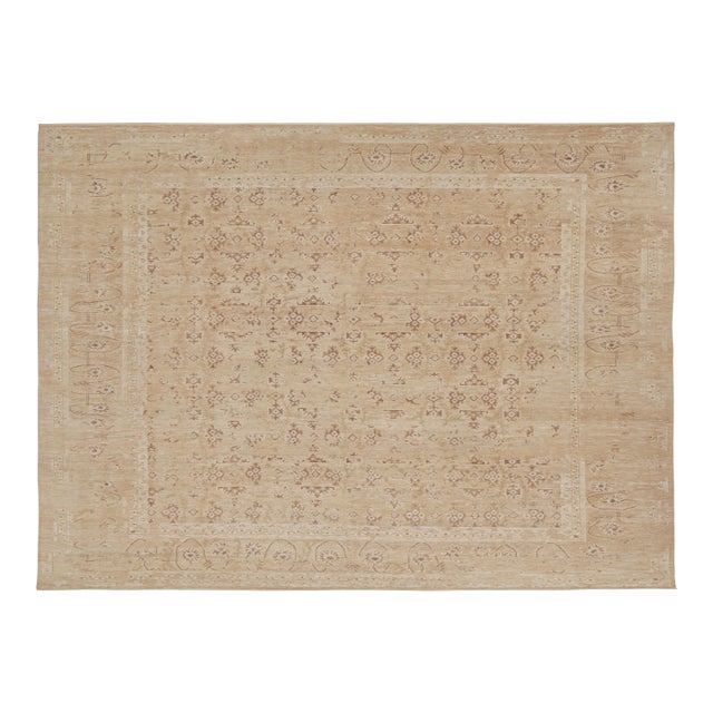 2010s Rug & Kilim’s Oushak Style Oversized Rug in Taupe With Floral Patterns For Sale