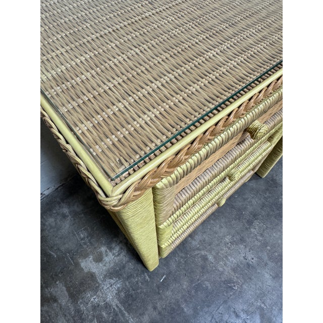 Goldenrod Vintage Wicker Henry Link Desk & Chair For Sale - Image 8 of 10