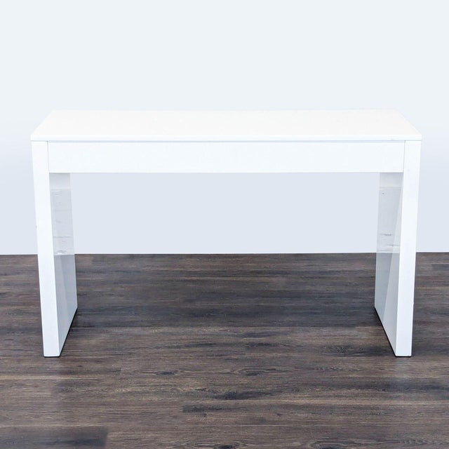 CB2 Cb2 Runway Modern White Desk With Two Drawers – Minimalist Home Office Desk For Sale - Image 4 of 8