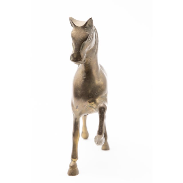 Figurative Solid Brass Standing Horse Figure For Sale - Image 3 of 10