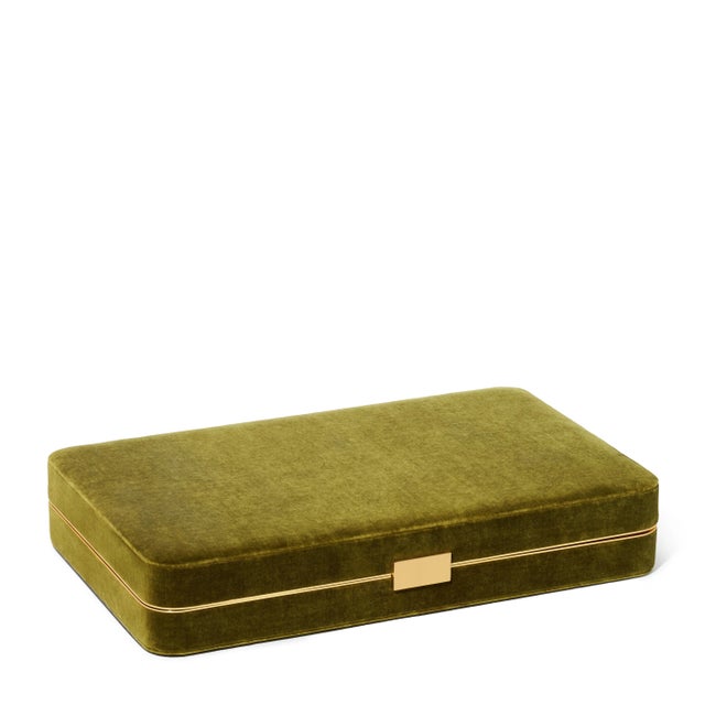 Contemporary AERIN Velvet Backgammon Set in Moss For Sale - Image 3 of 4