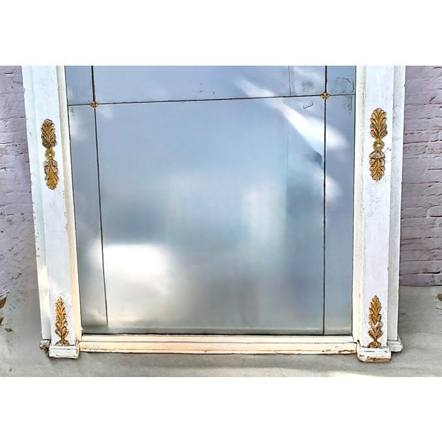 Wood French Neoclassical White Painted and Parcel Gilt Pier Mirrors - A Pair For Sale - Image 7 of 12