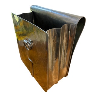 Vintage Jean Goardere Pewter Letter and File Holder Sleek Desk Organizer Made in France For Sale
