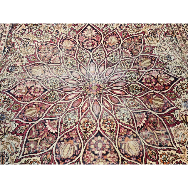 19th Century Oversized Persian Kerman Lavar Rug, Hand-Knotted Wool, Floral Pattern, Ivory & Burgundy, 11’ X 16’ For Sale - Image 13 of 14