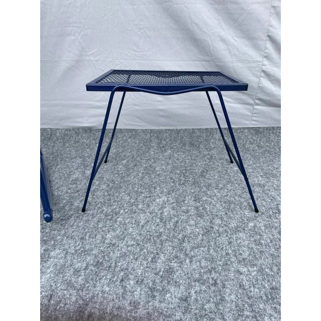 1980s Woodard Salterini Attributed Wrought Iron Patio Balcony Rocking Rocker Chair Small Accent Table For Sale - Image 5 of 10
