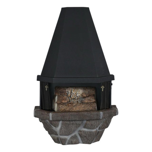 Vintage Wall Mounted Faux Stone Electric Fireplace With Space Heater For Sale