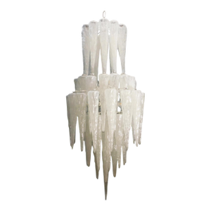 1970s Milky White Icicle Murano Chandelier