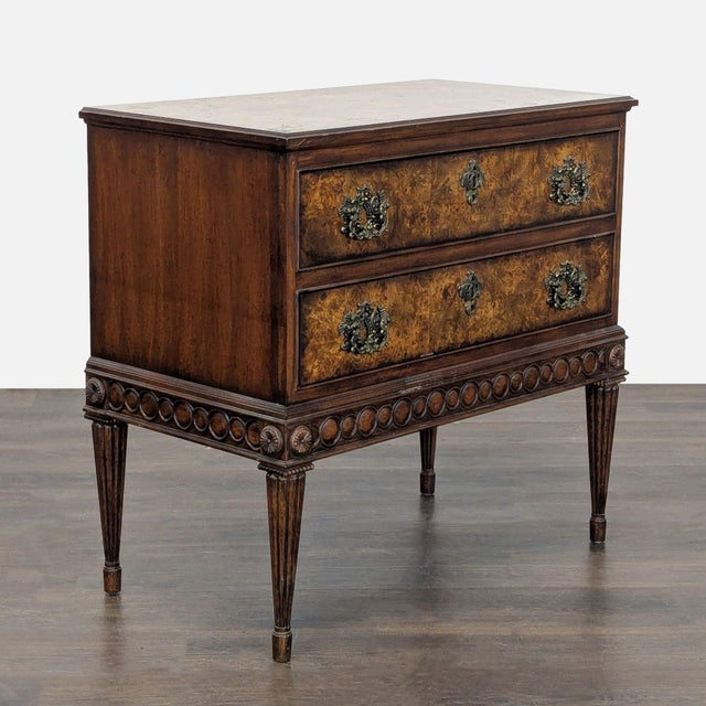 Traditional Ff Fine Furniture Two Drawer Nightstand For Sale - Image 3 of 13