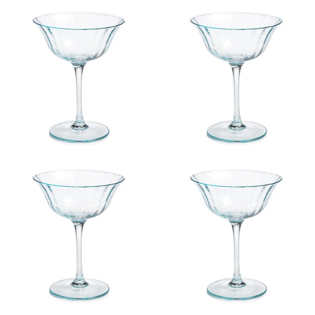 Apéritif 4-Piece Set Summer Cocktail Coupe Glasses, Sapphire For Sale - Image 4 of 4