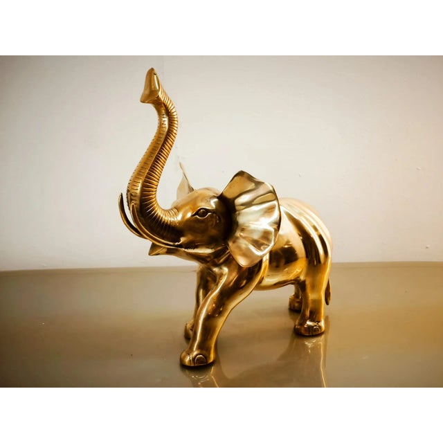 Metal Vintage Gold Brass Elephant For Sale - Image 7 of 10