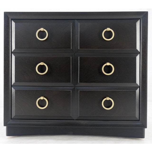 Ebonized Walnut Large Gold Rings Drop Pulls 3 Drawer Bachelor Chest For Sale - Image 10 of 12