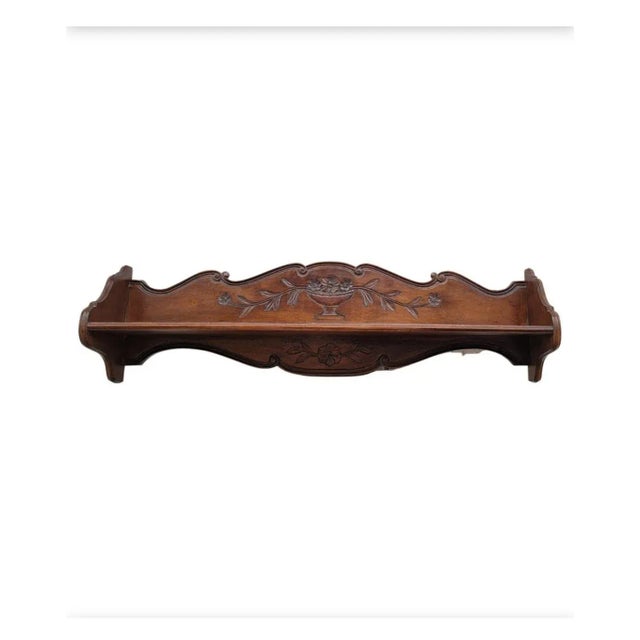Large 1960s Vintage Carved Walnut French Wall Shelf 47" For Sale - Image 4 of 10