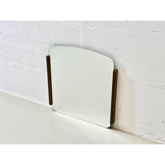Minimalist Wall Mirror with Wooden Frame, 1970s For Sale - Image 4 of 12
