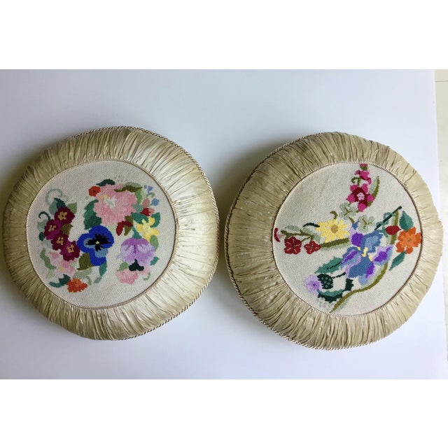 Floral Needlepoint Silk Pillows a Pair Chairish