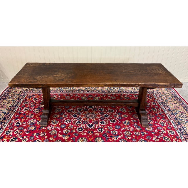 Antique French Country Farm Dining Table Farmhouse Trestle Base Oak Early 19th C For Sale In Dallas - Image 6 of 18